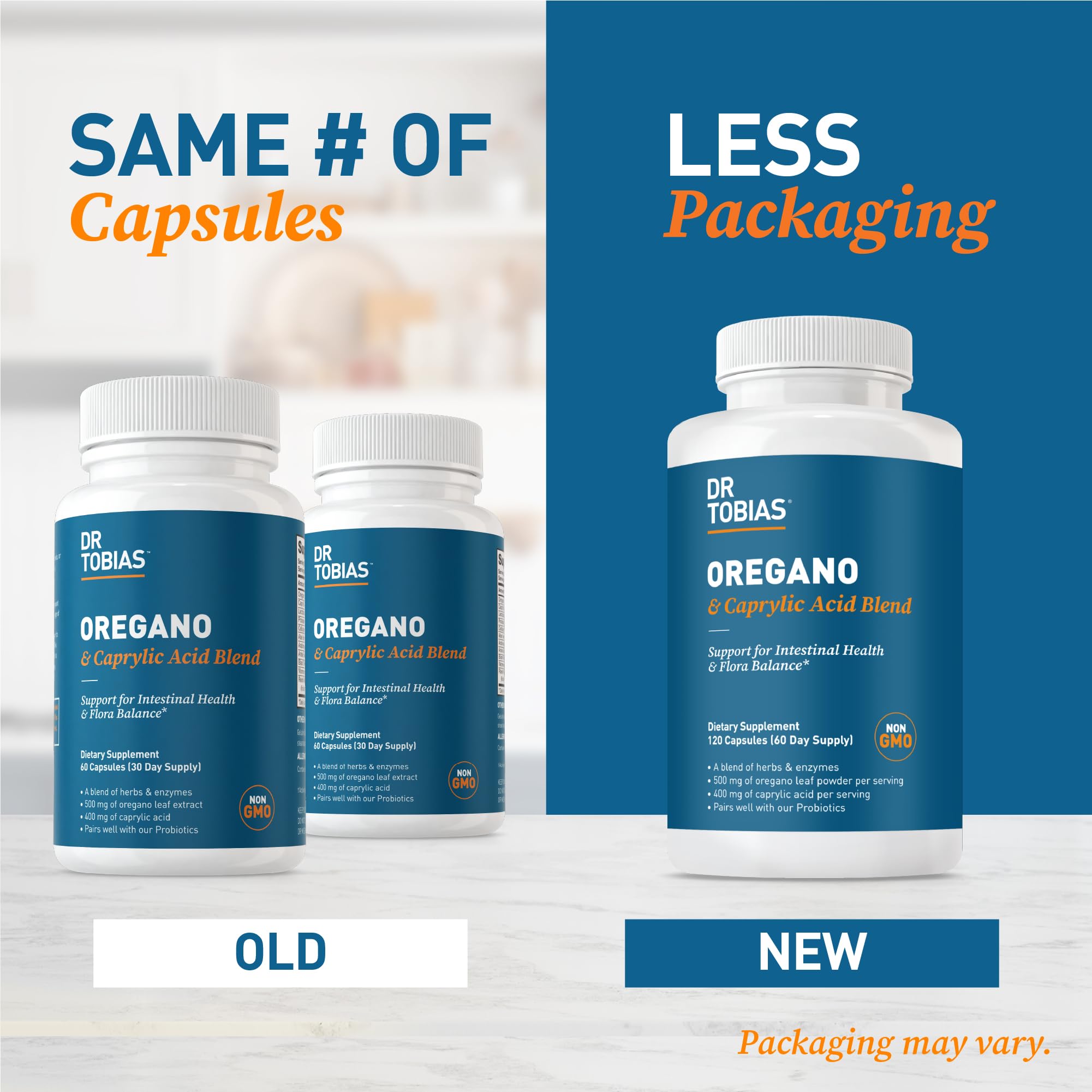 60-serving bottle of gut health supplement for men and women