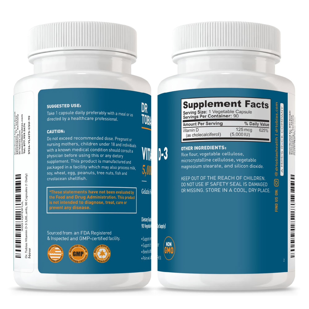 Bottle shown with ingredients and GMP quality assurance