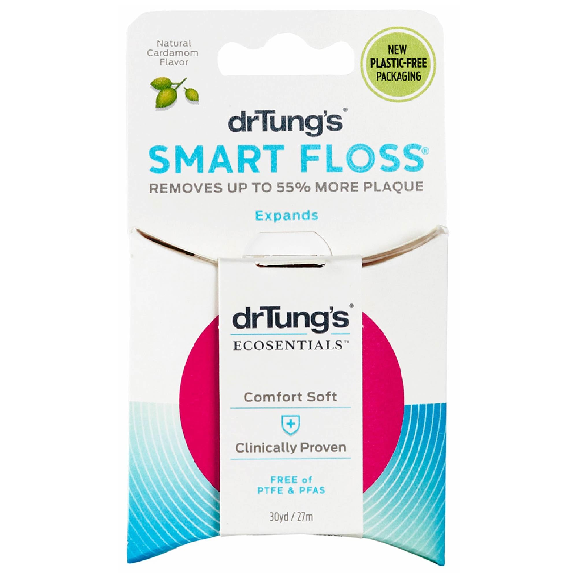 DrTung's Smart Floss cardamom-flavor floss expanding to reach between teeth