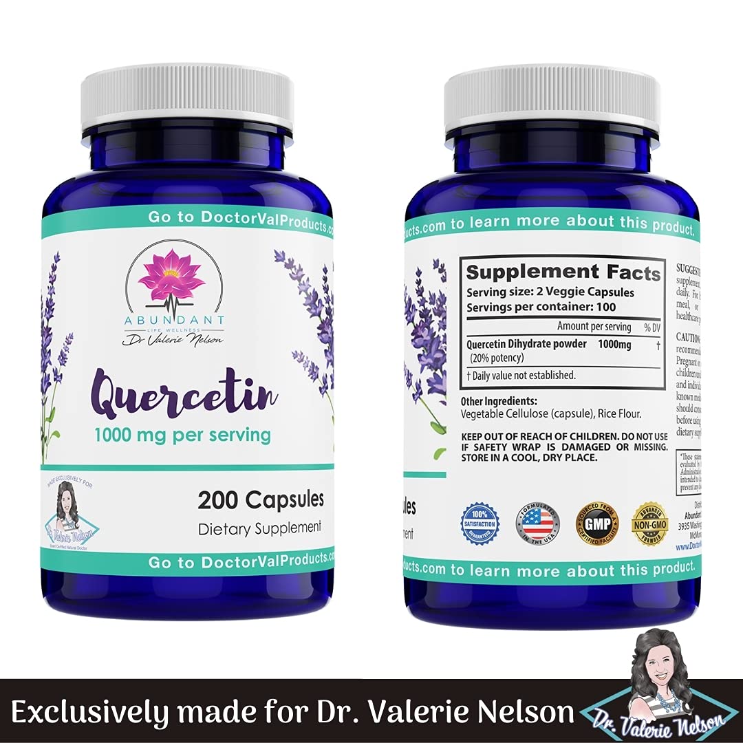 Back label of Quercetin 500 mg bottle