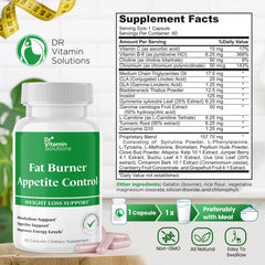Close-up of Fat Burner bottle label and 60 capsules