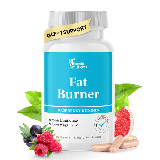 Dr Vitamin Solutions Fat Burner bottle with GLP-1 label