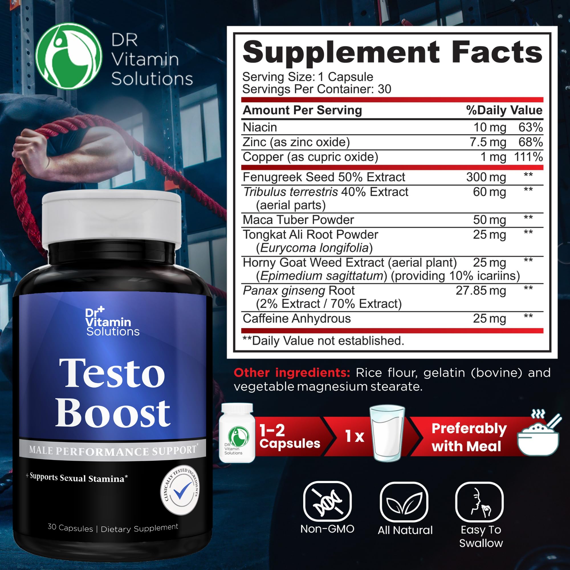 Testo Boost capsules spilling from the bottle