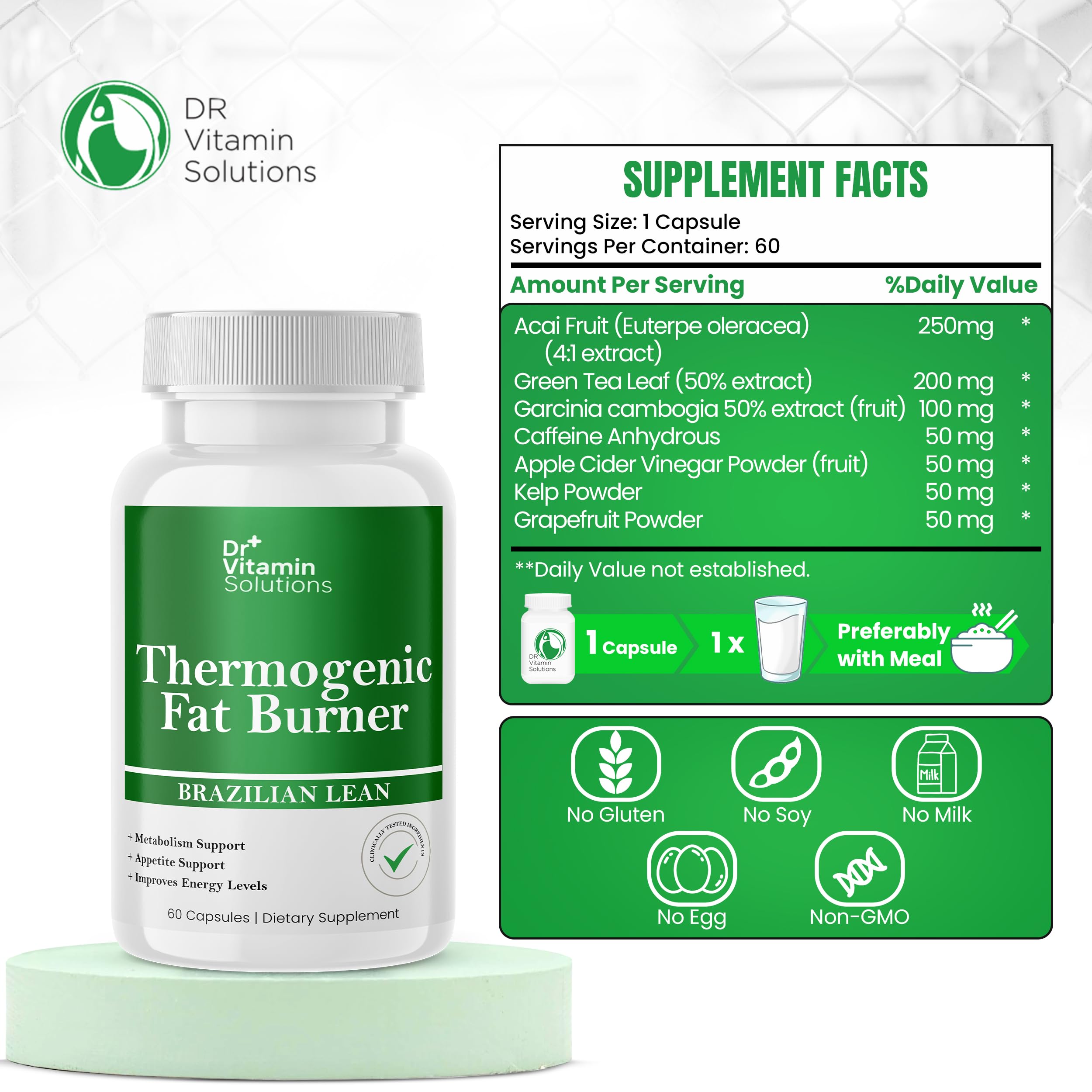 Product label showing thermogenic fat burner for women and men