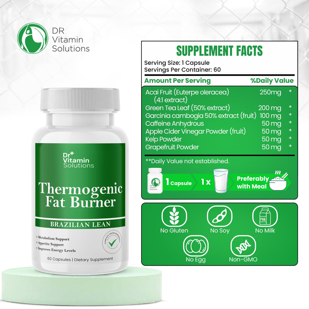 Product label showing thermogenic fat burner for women and men