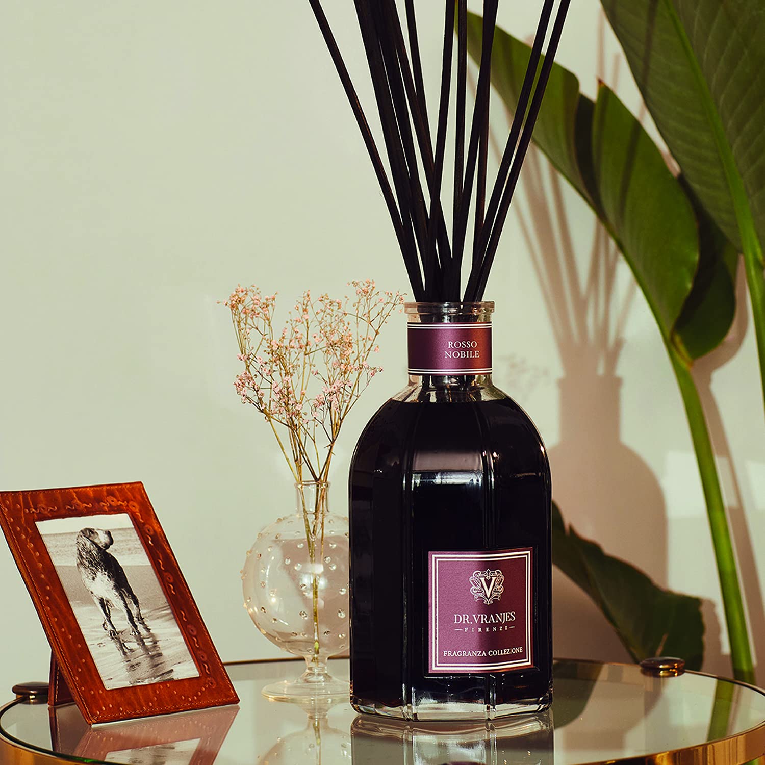 Dr Vranjes Rosso Nobile diffuser in lounge creates cozy refined atmosphere