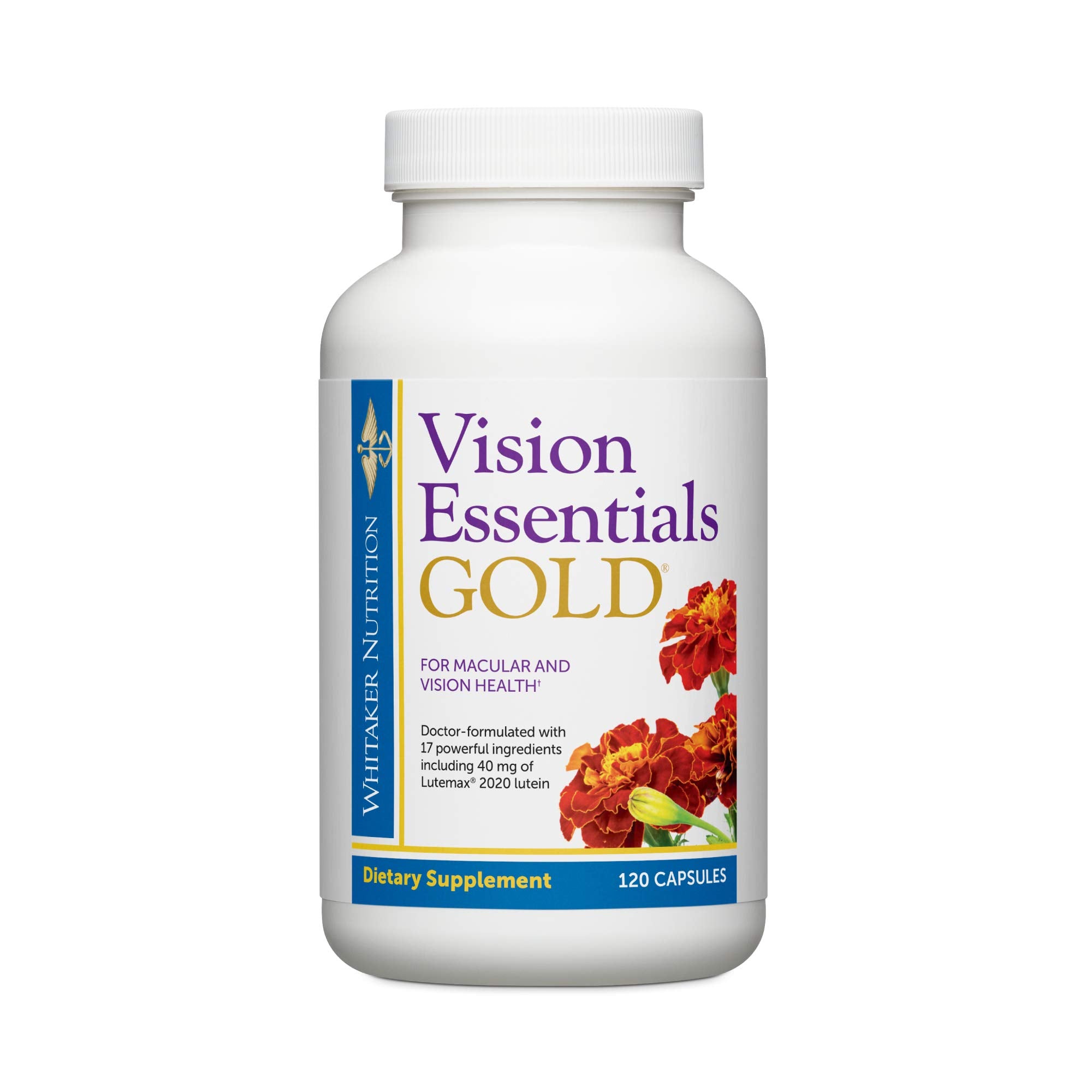 Dr. Whitaker's Vision Essentials Gold bottle with 120 capsules