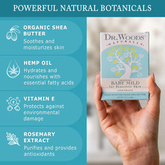 Closeup of fragrance-free formula on the unscented baby mild bar soap