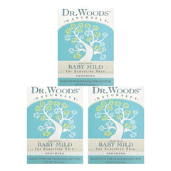Hero image of Dr. Woods unscented baby mild bar soap with organic shea butter, 5.25 oz, pack of 3