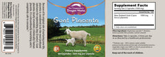 Goat Placenta Capsules bottle label detailing ingredients and dosage