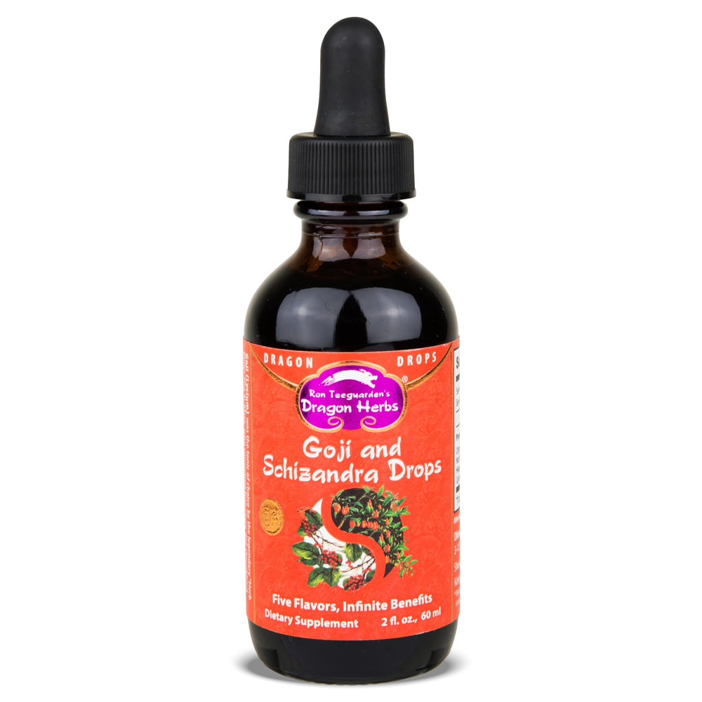 Dragon Herbs Goji Berry & Schizandra Drops bottle with dropper