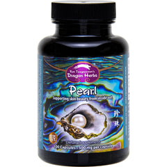 Dragon Herbs Pearl Powder Capsules bottle and label on white background