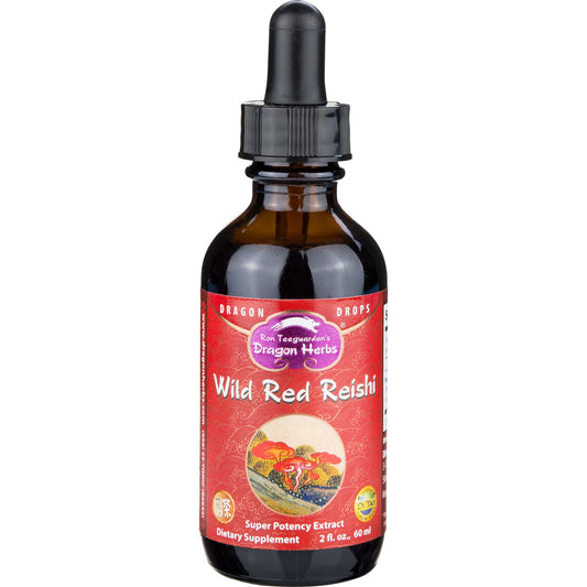 Dragon Herbs Wild Red Reishi Drops bottle 2 oz on white background