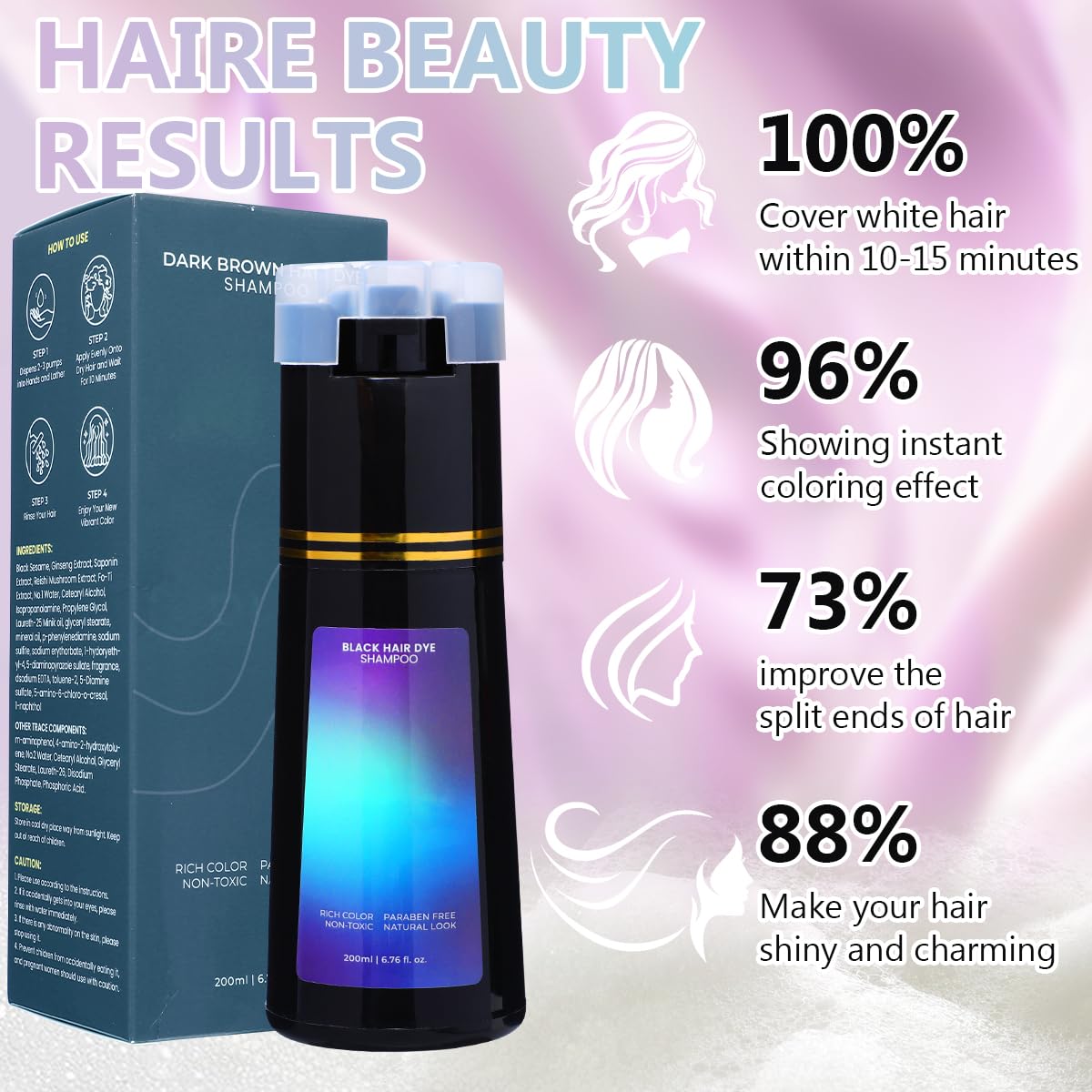 Dragon Honor Hair Dye Shampoo gray hair coverage demonstration