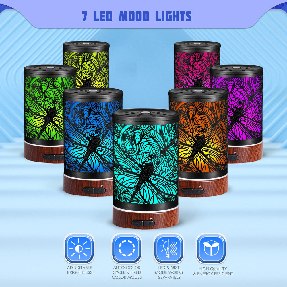 Waterless auto-off humidifier with dragonfly decor