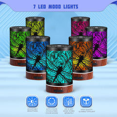Waterless auto-off humidifier with dragonfly decor