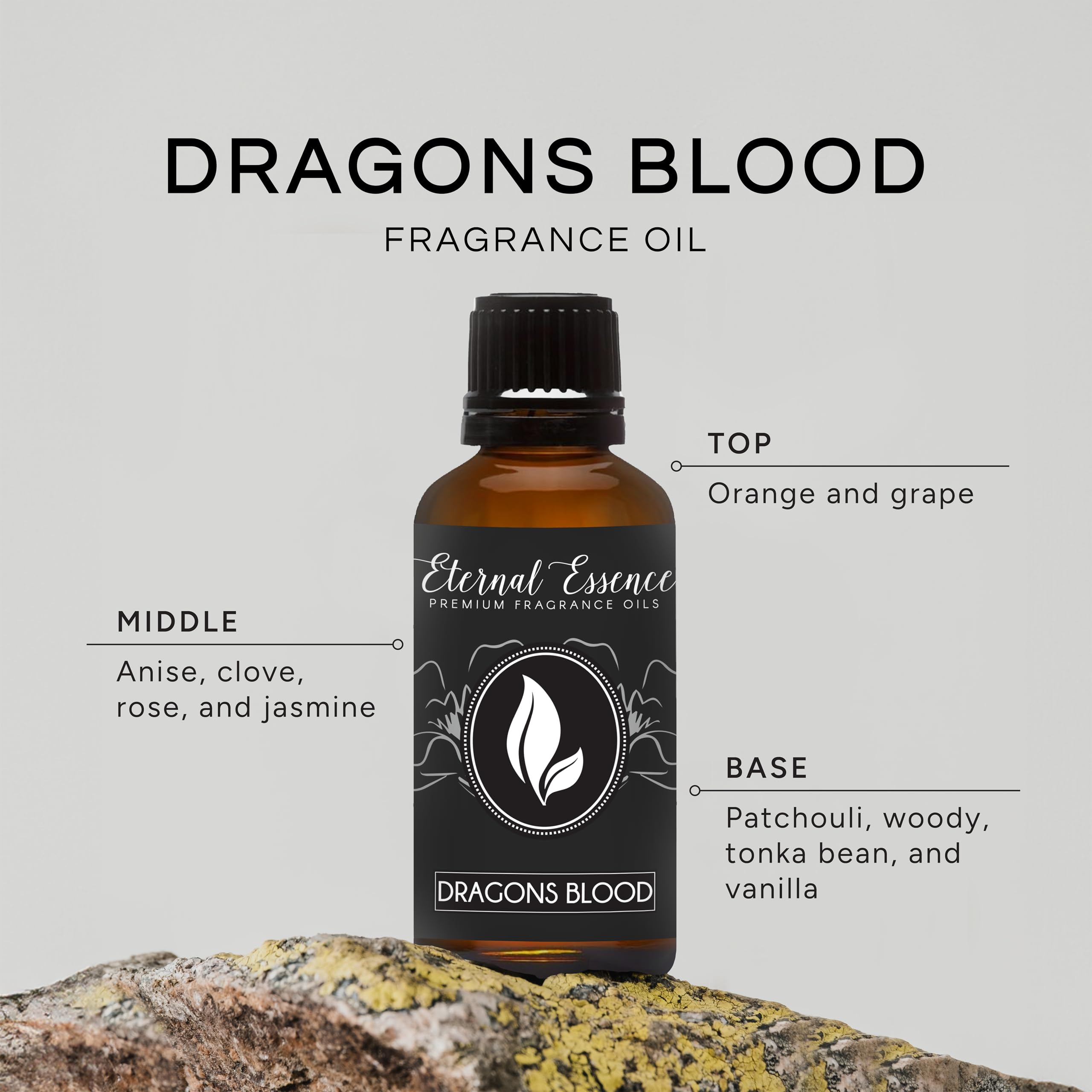 Eternal Essence Dragons Blood 30ml fragrance oil bottle with cap and dropper