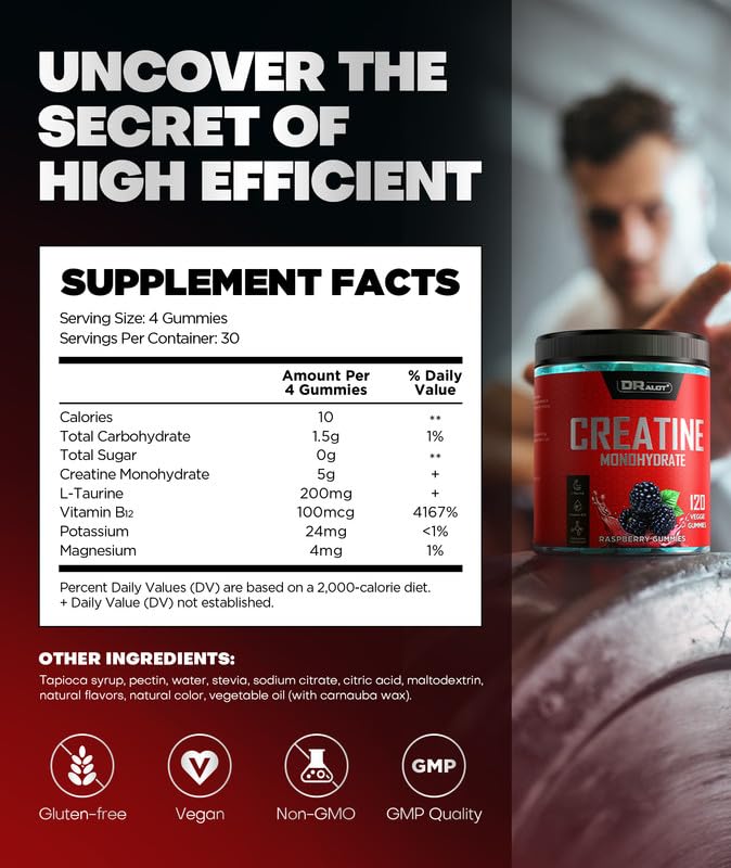 Dralot Creatine Gummies on-the-go design for quick daily support.