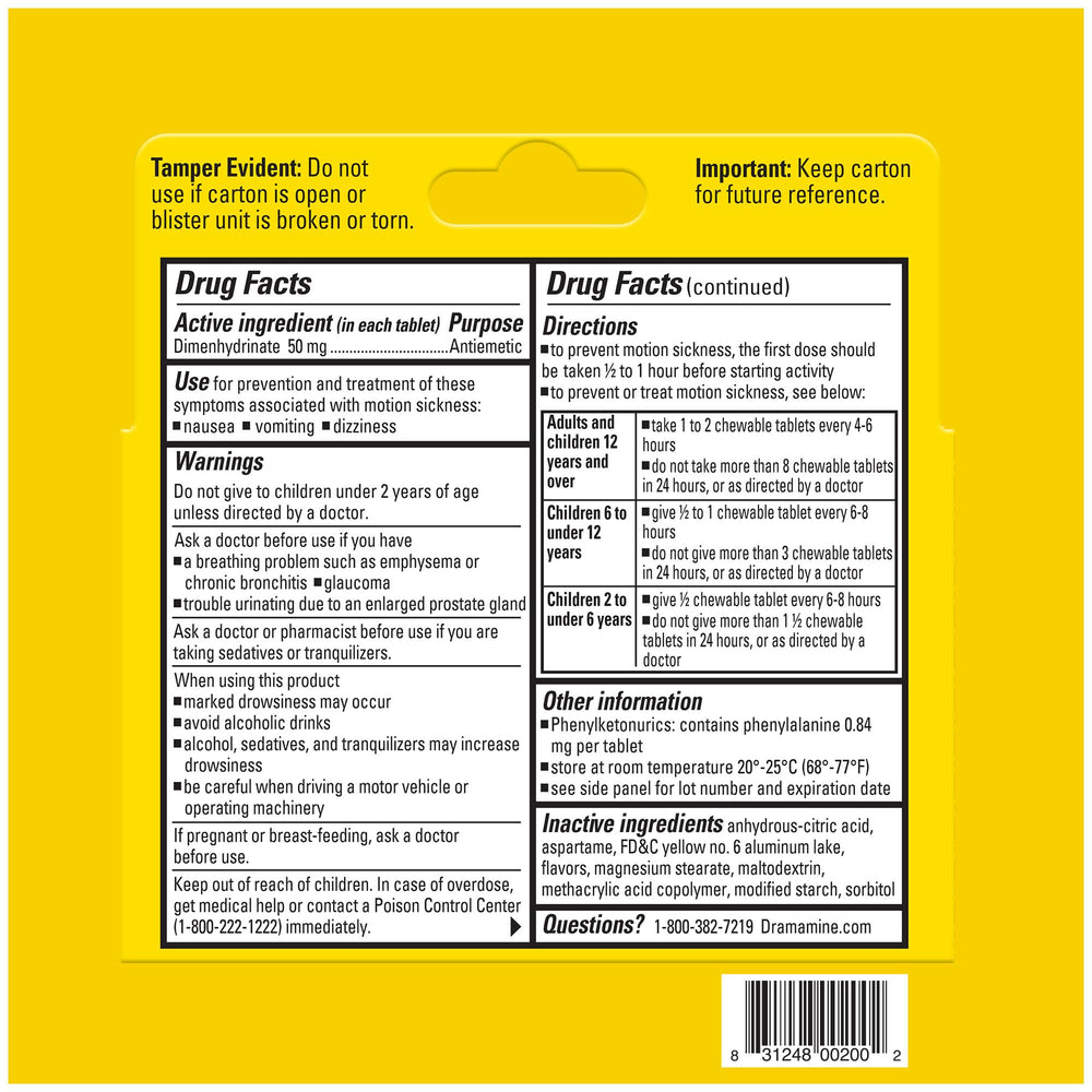 Dramamine travel kit scene highlighting compact motion sickness relief.