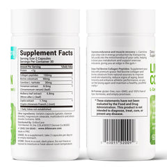 Nutrition facts panel of the DrBioCare bottle