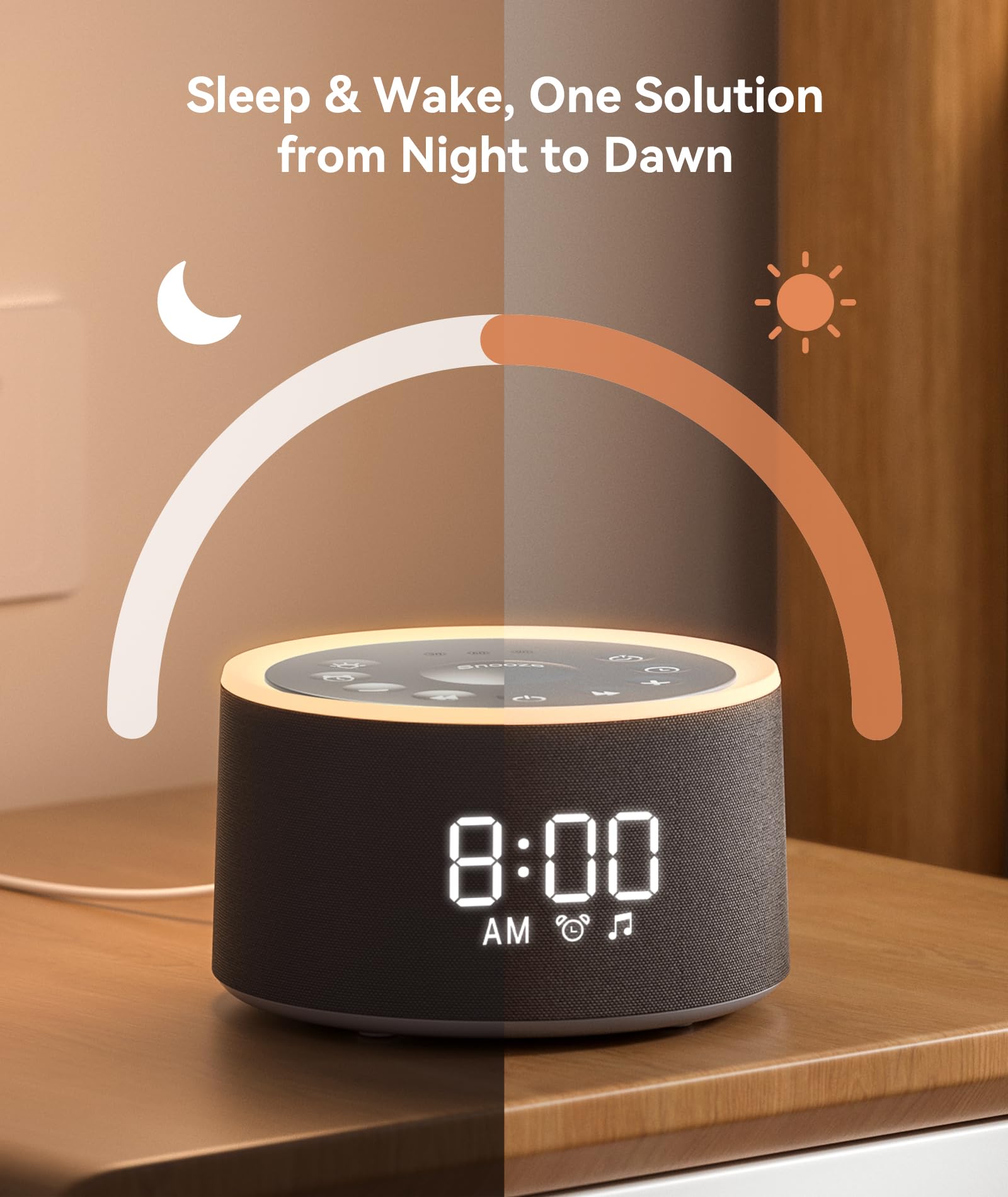 Dreamegg D1+ snooze function offering a gentle 9-minute wake-up window