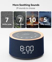 Dreamegg D1+ warm night-light on creates a cozy, calming ambience for nighttime routines.