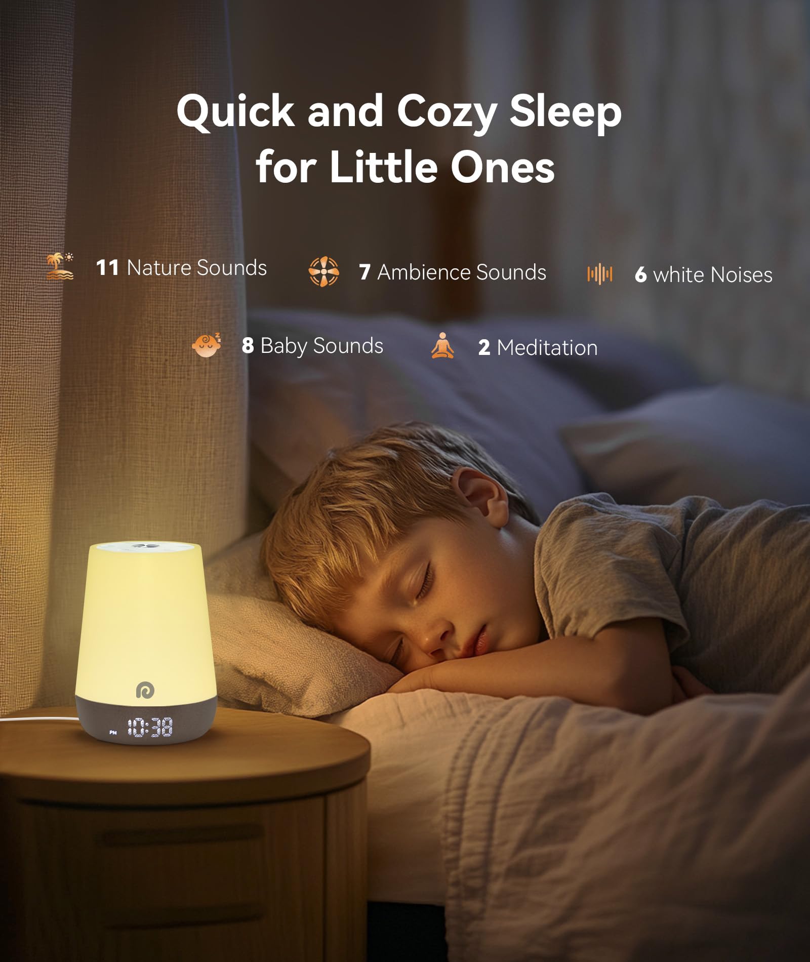 Dreamegg Nite 1 night light dynamic mode with changing colors and breathing effect.
