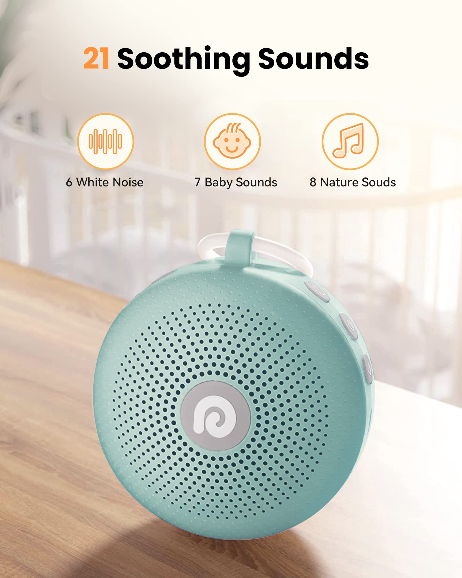 Dreamegg sound therapy machine 1800mAh battery for long-lasting naps.