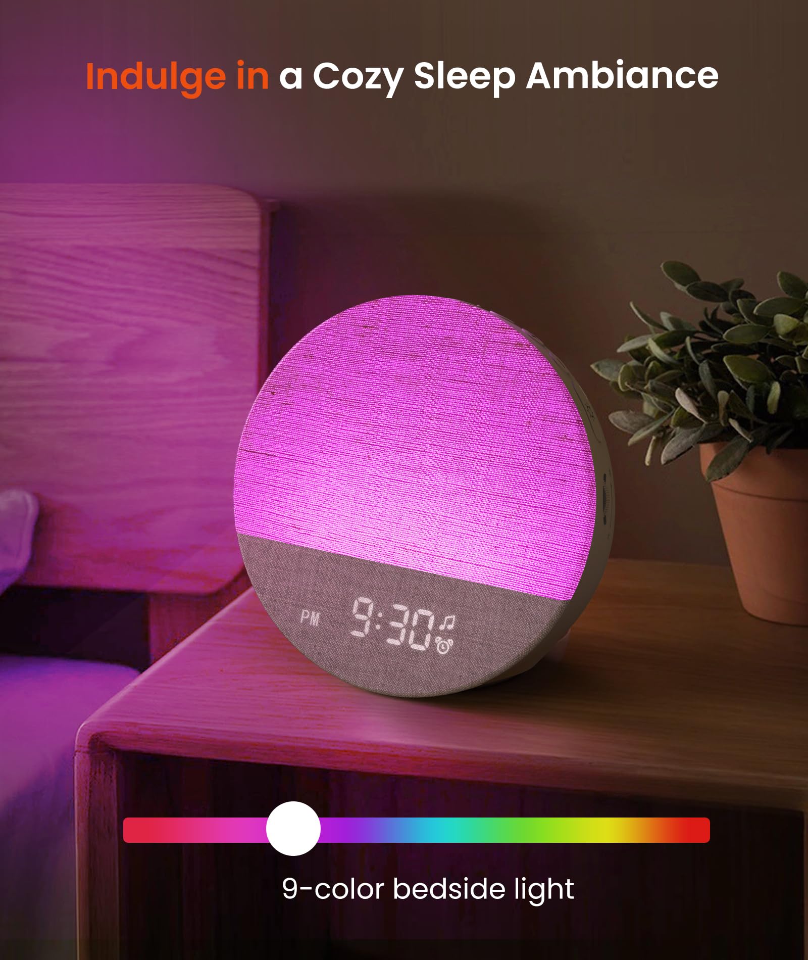 Dreamegg Sunrise 1 compact design makes it travel-friendly for bedrooms.