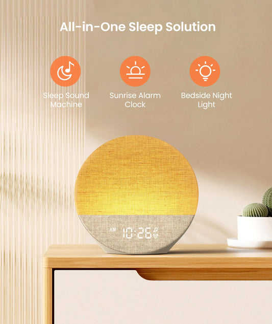 Dreamegg Sunrise 1 natural sounds scene highlights soothing sleep-inducing audio options.