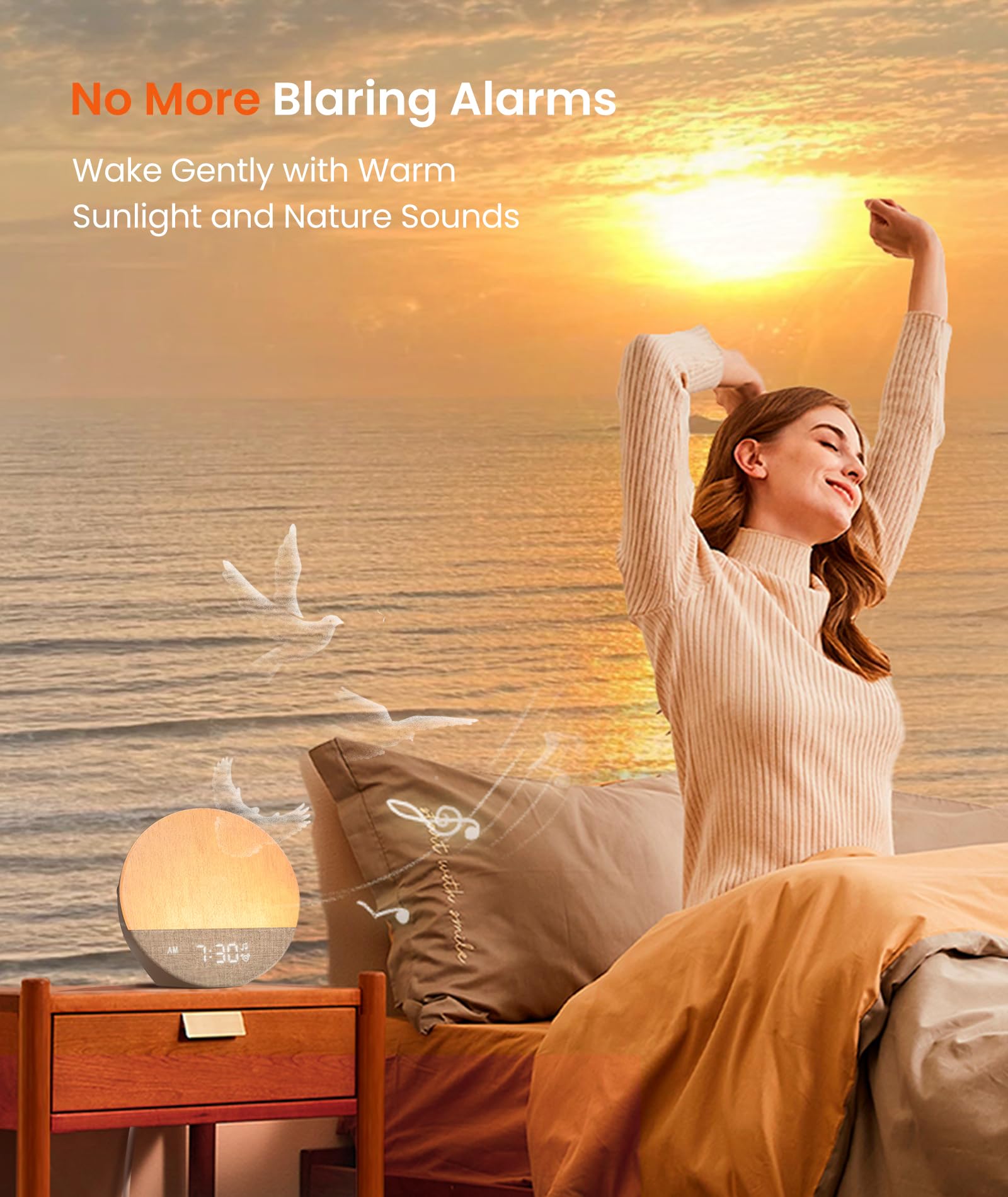 Dreamegg Sunrise 1 night light displaying nine colors for relaxing ambiance.