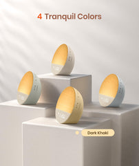 Dreamegg Sunrise 1 simulating sunrise illuminates bedside morning routine.