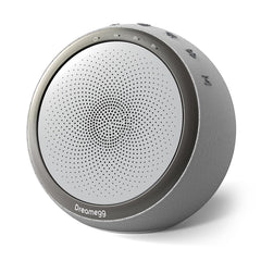 Dreamegg white noise machine front view for bedside use to improve sleep ambiance.