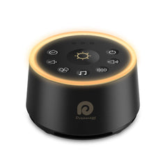 Dreamegg White Noise Machine front view highlights compact design for travel and bedrooms.