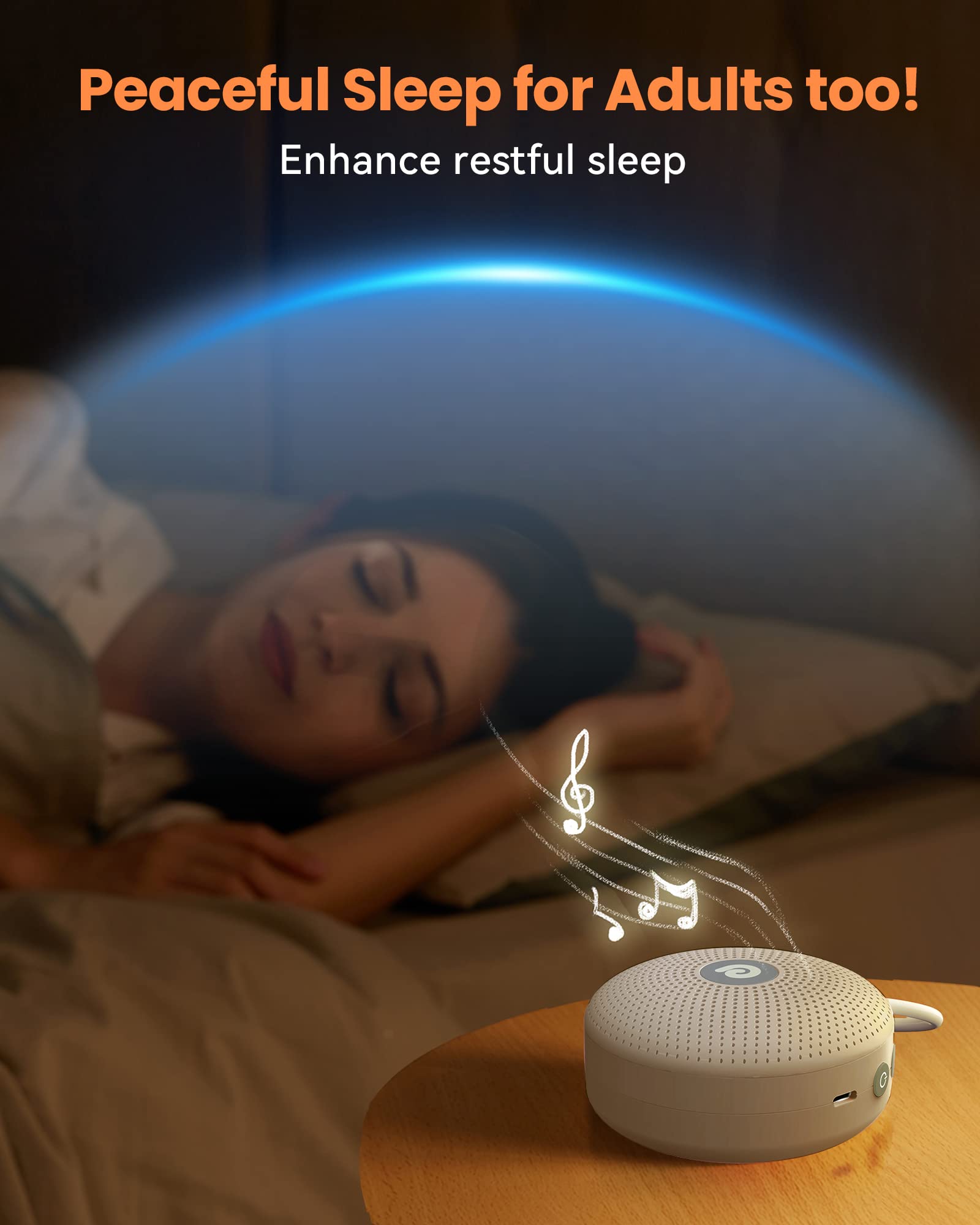 Dreamegg White Noise Machine portable travel use on vacation or commute.