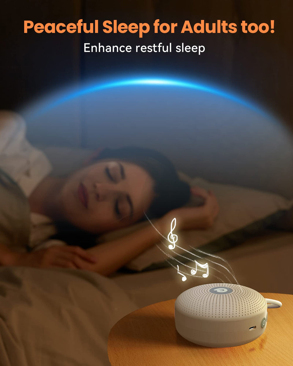 Dreamegg White Noise Machine portable travel use on vacation or commute.
