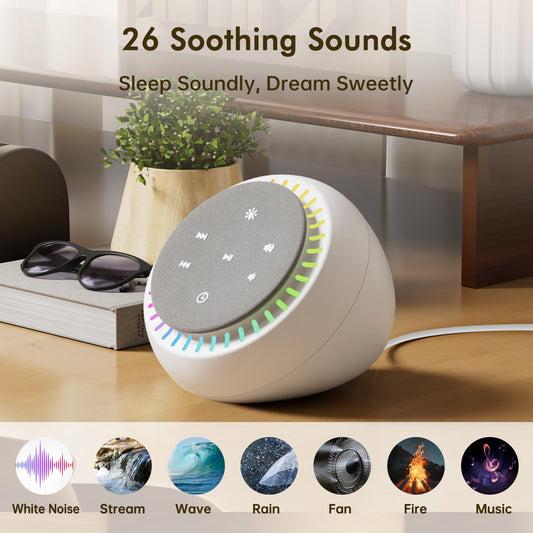 DreamSky sound machine displaying 26 sounds for personalized routines