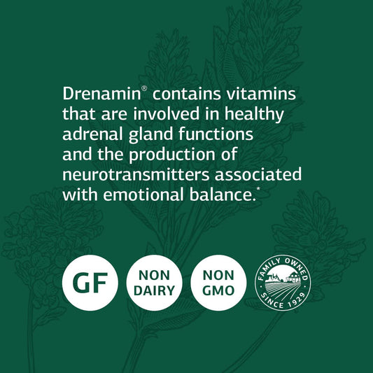 Drenamin bottle with serving size information