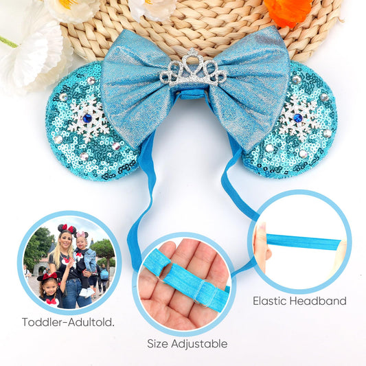 DRESHOW Mouse ears headband with glitter bow ideal for photos and events.