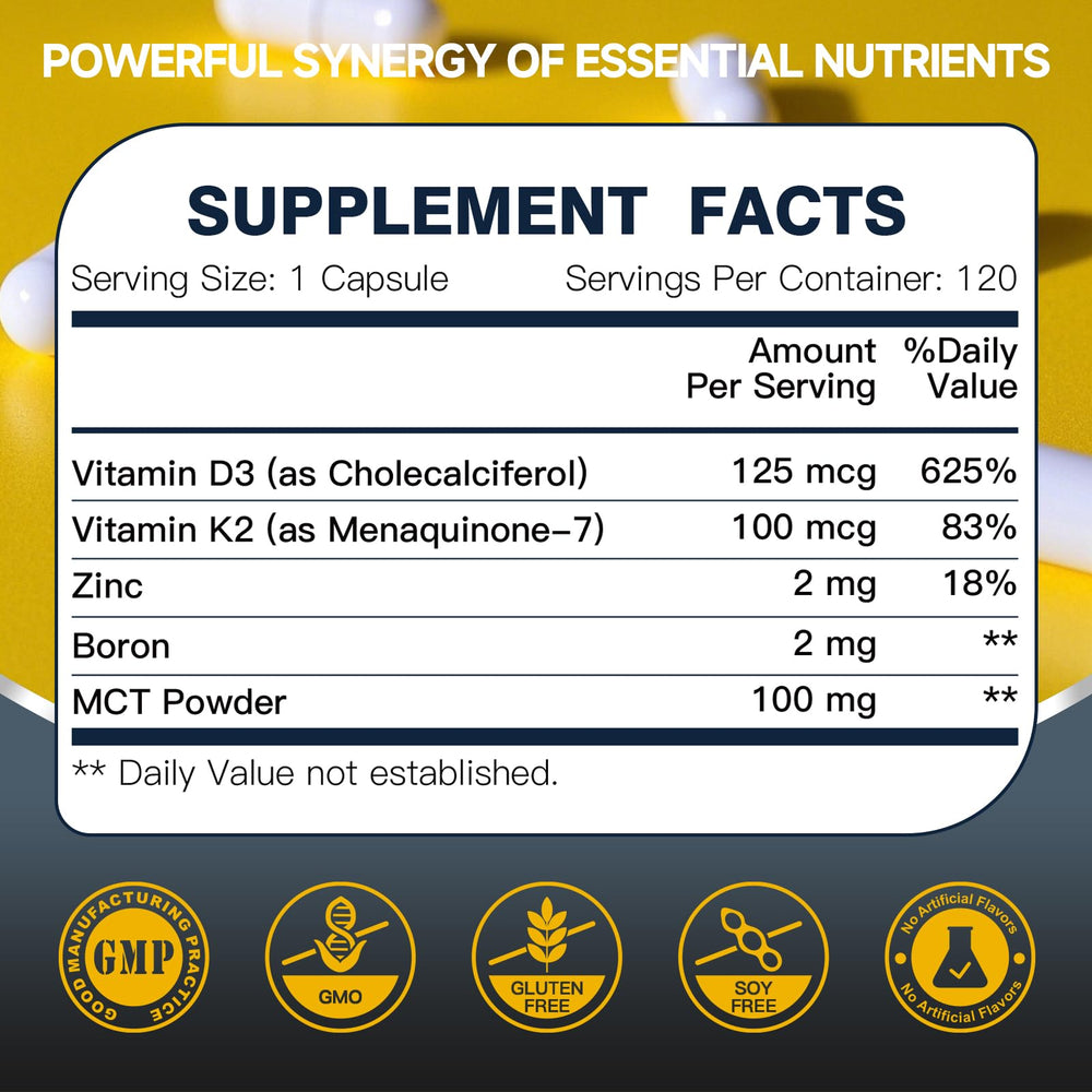 Back label with dosage and supplement facts