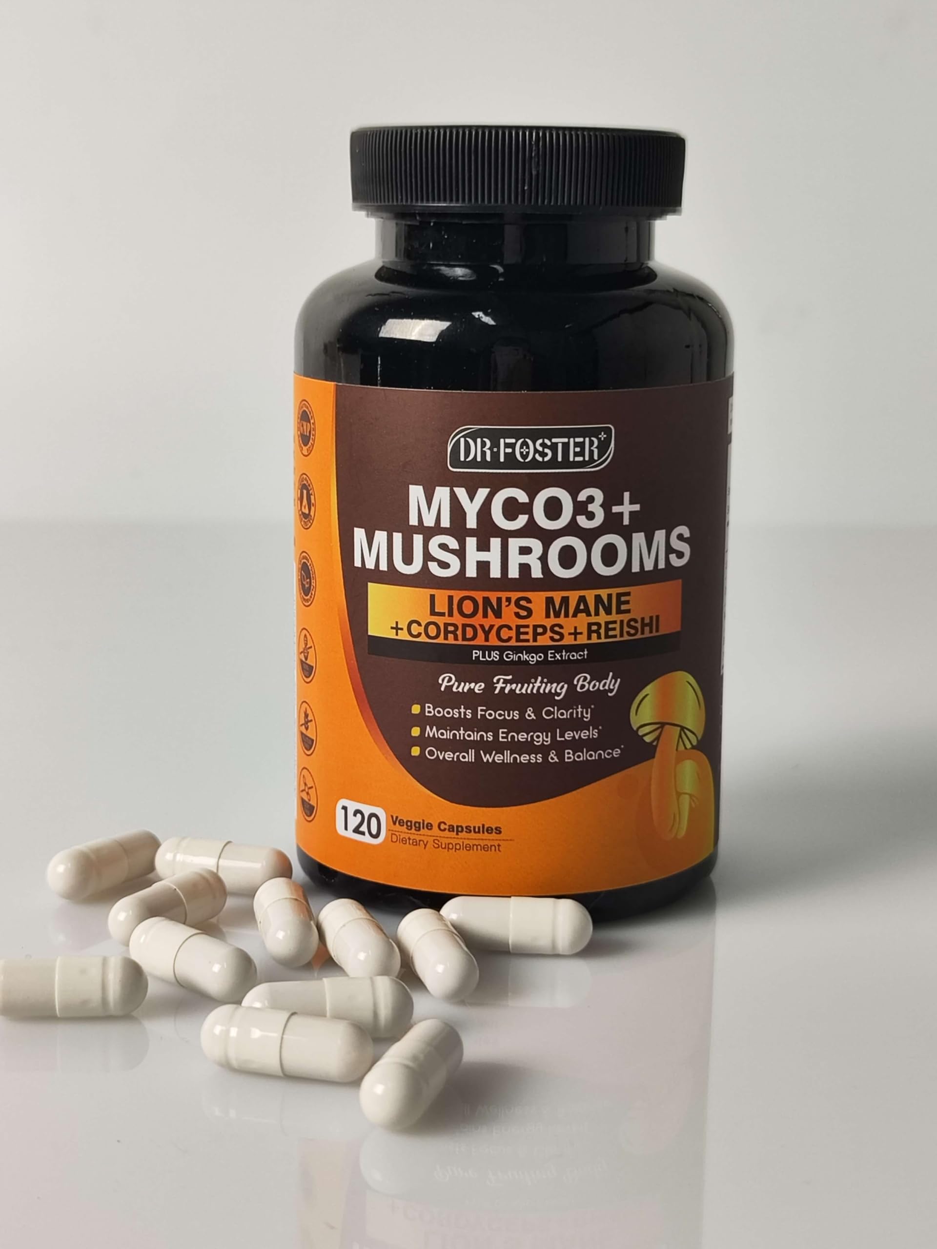 Concept image of energy and brain support from mushrooms