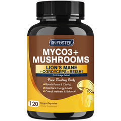 DRFOSTER Lions Mane capsules bottle front with 120 capsules