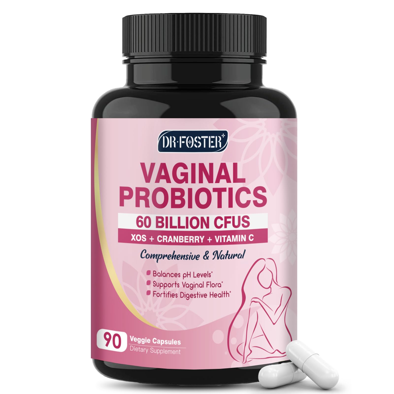Bottle of DRFOSTER Vaginal Probiotics with 90 vegan capsules