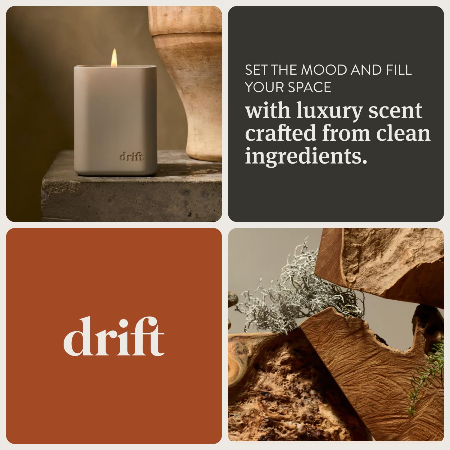 Drift Amber candle - sleek modern design on clean surface