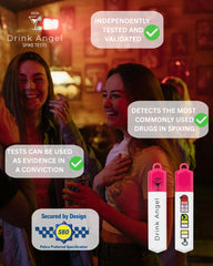 Neon pink Drink Angel Spike Test Kit for drink spiking prevention