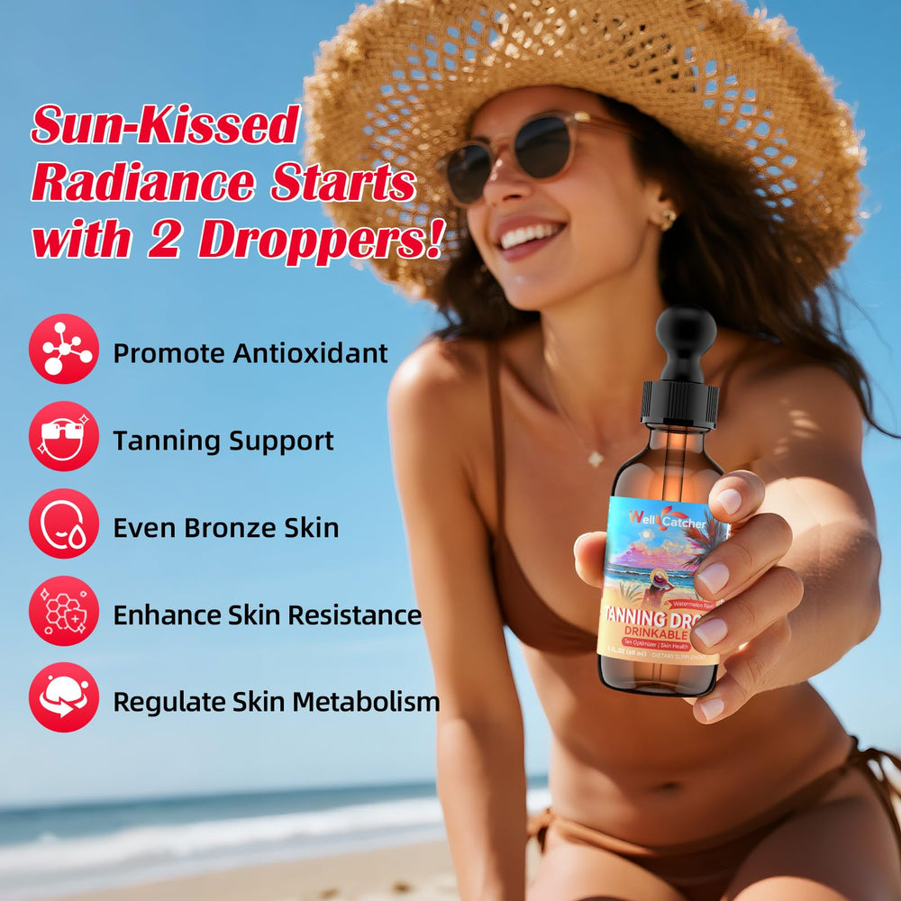 Drops being added to a glass of water for tanning