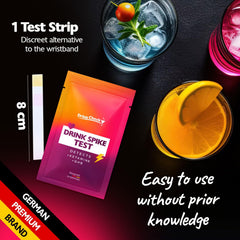 Individually sealed DrinkCheck strips for hygiene