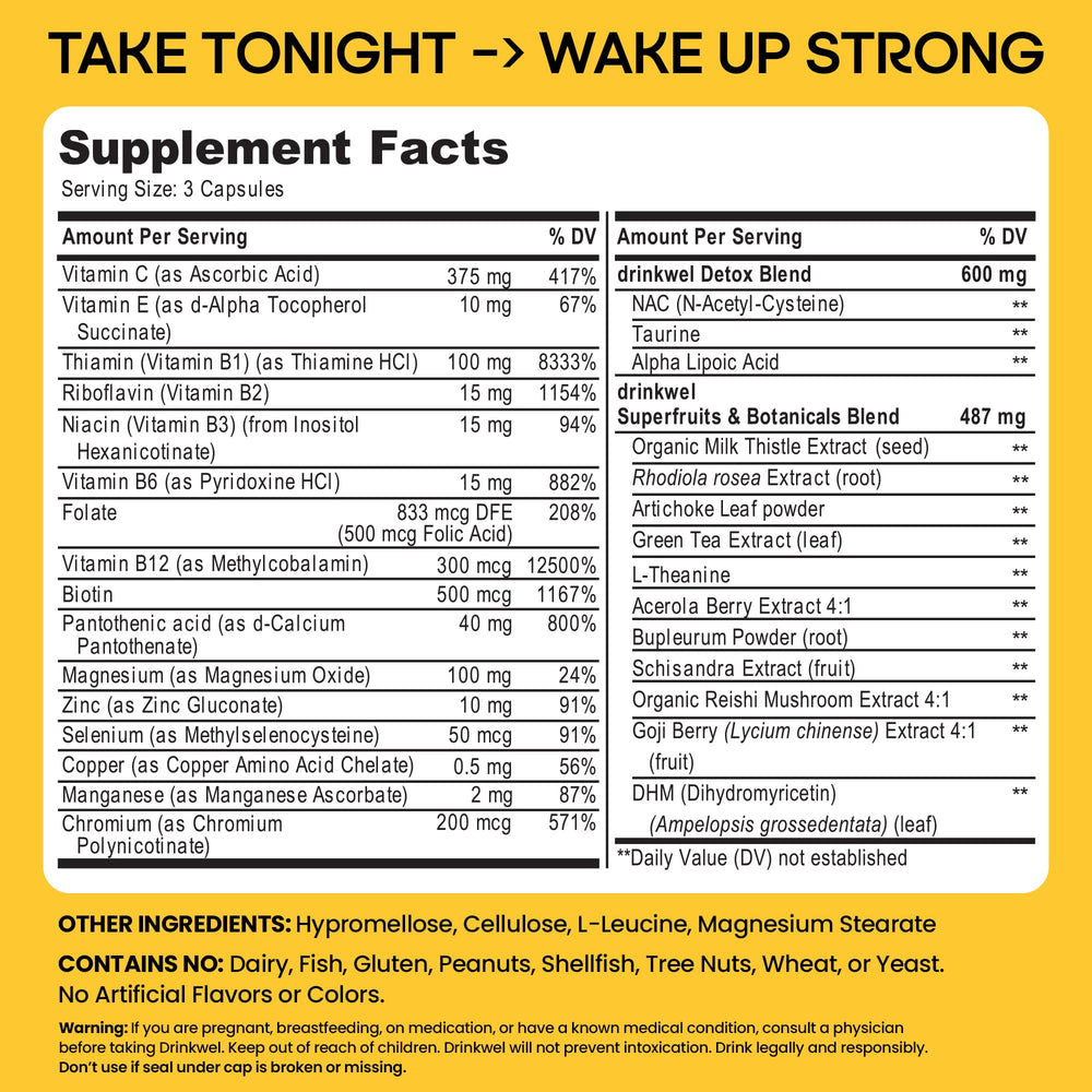 Ingredients and supplement facts on packaging