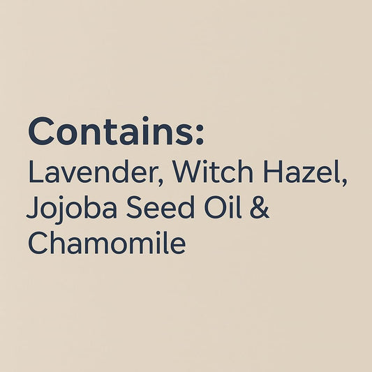 Close-up of lavender essential oil and chamomile pillow spray