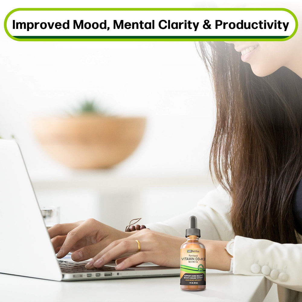 Measuring and applying a drop of vegan D3 + K2 drops
